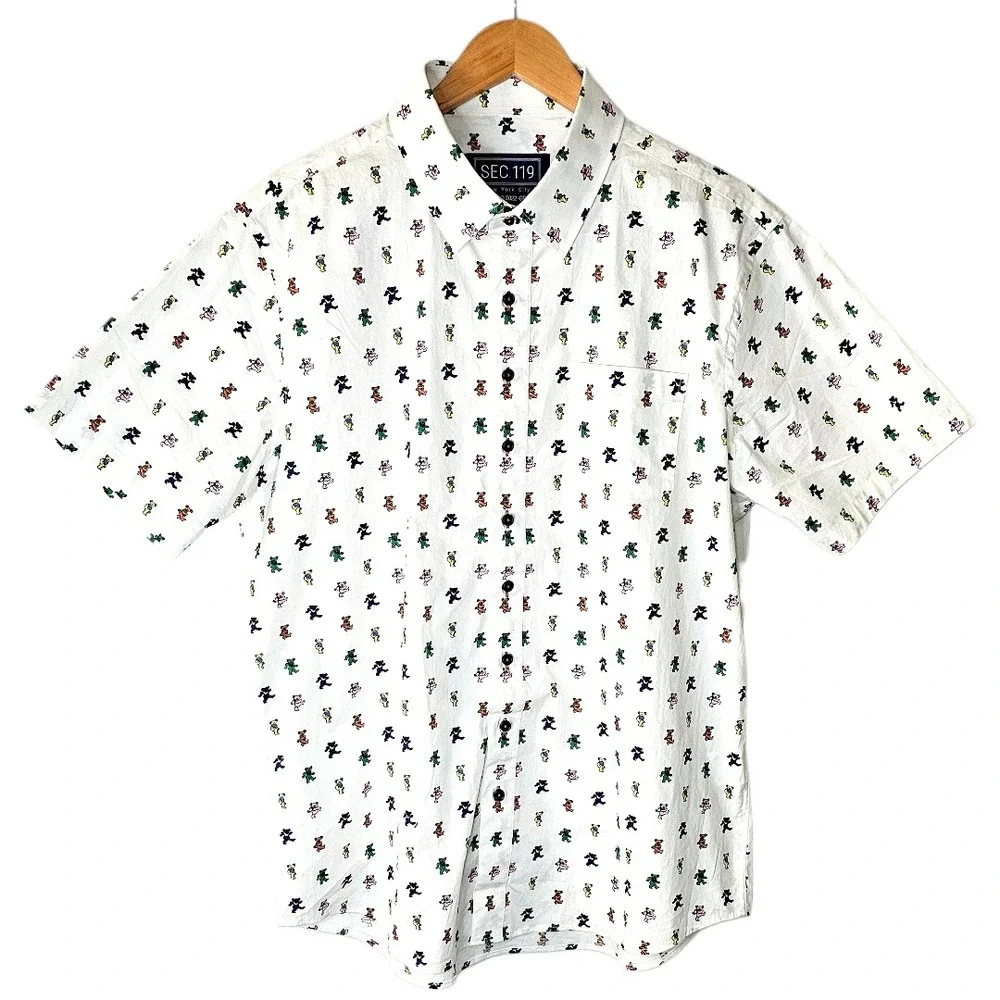 SEC 119 Grateful Dead Dancing Bears Shirt Mens XL White Short Sleeve Button Down - Picture 3 of 11